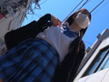 対面彼女 電車内で清楚なJKのパンチラ三角地帯を鑑賞