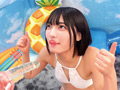 ビキニ姿が眩しい水着ギャルがお口だけでコンドーム装着