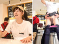 接客中は何をされても常に笑顔のカフェ店員に密着 のの